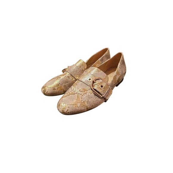 Michael Kors Shoes Cooper Slip-On Women’s 7.5M Loafers Natural/Gold Animal Print - Picture 1 of 5